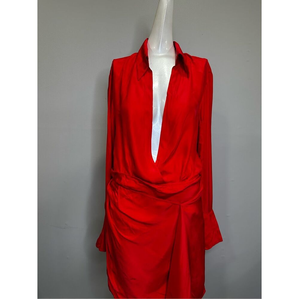 NWT GAUGE81 Gravia Silk Draped Mini Dress Scarlet Red Size 40(US8) $630_8